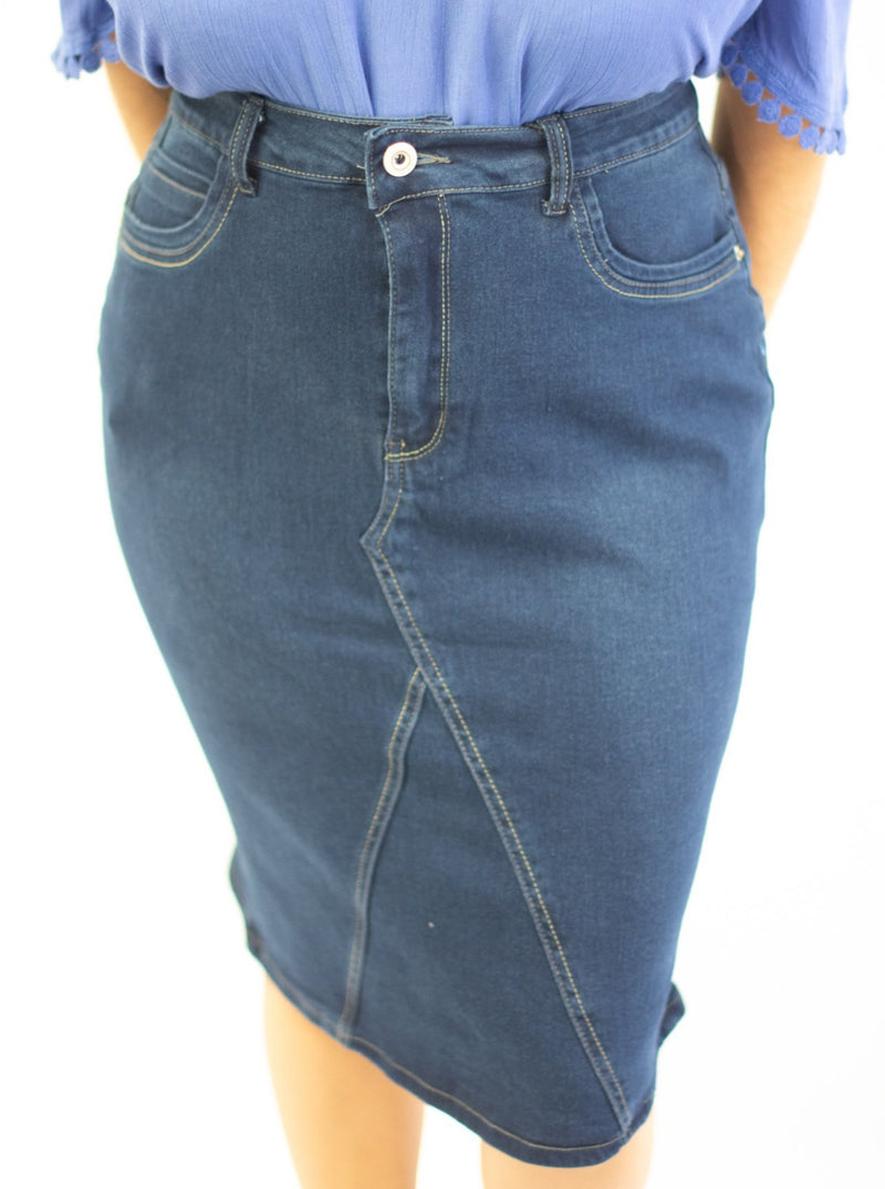 Nicole Premium Plus Jeans Denim Skirt V-Cut