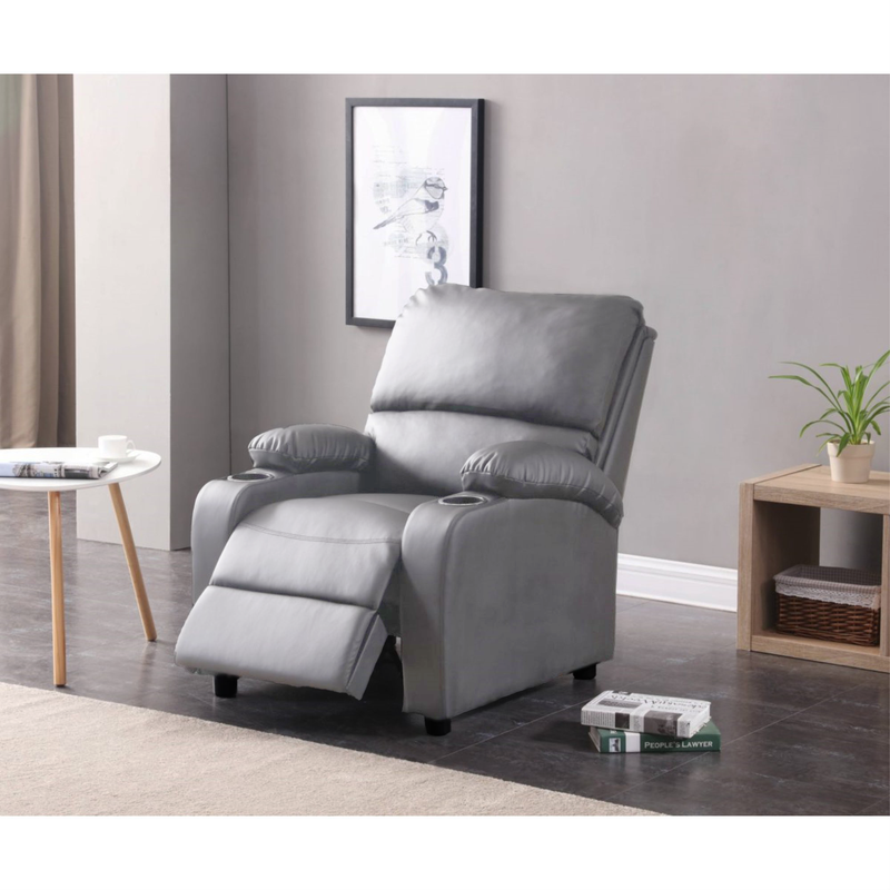 Faux Leather Recliner Gray