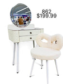 Off White Modern Vanity Set With Butterfly Chair