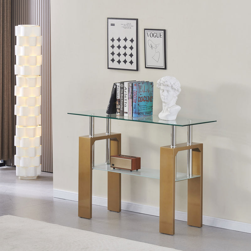 Modern Double Layer Glass Console