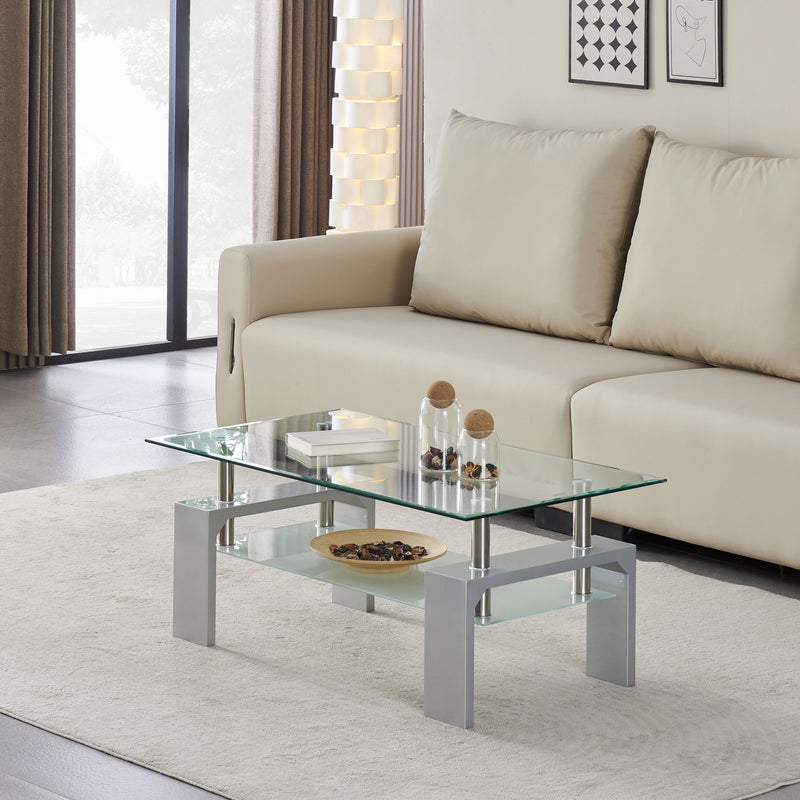 Modern Double Layer Glass Coffee Table