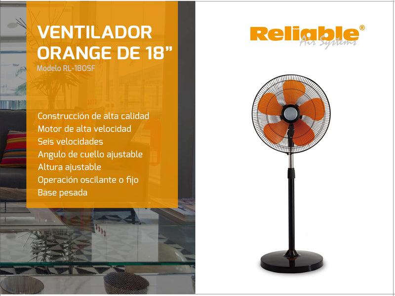 18" Orange Heavy Duty Fan