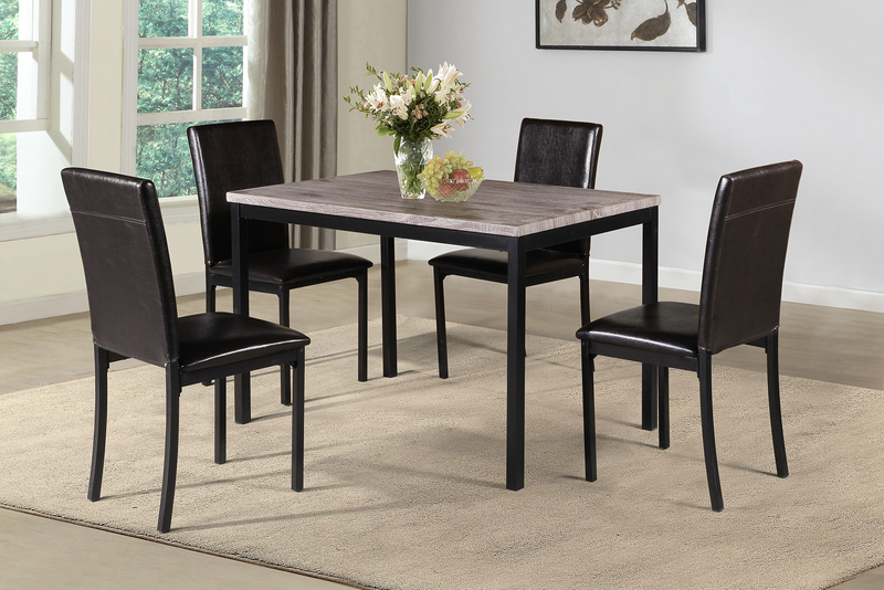 FX Marble Top Rectangular Dining Table Set of 4