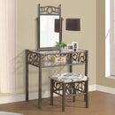 Accent Vanity Glass Table with Bench Set