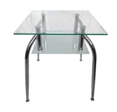 Glass & Metal Square End Table