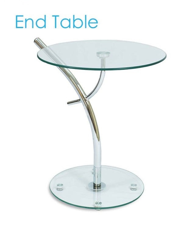 Glass & Metal Round End Table