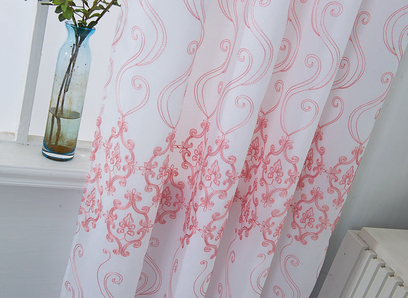 Bristol Embroidered Curtain Panel with Attached Valance and Backing - 54" x 90"
