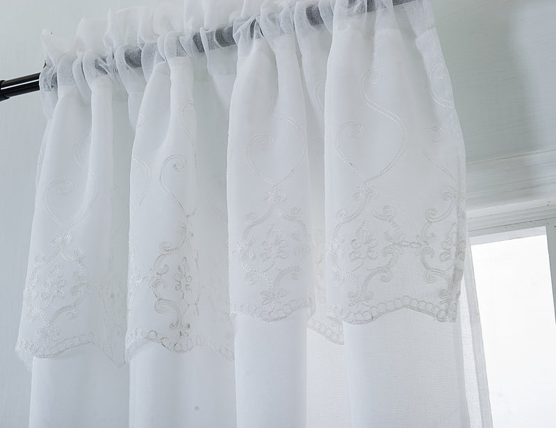 Bristol Embroidered Curtain Panel with Attached Valance and Backing - 54" x 90"