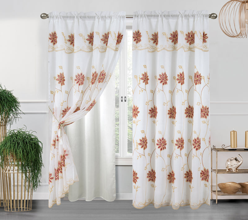 Alice Embroidery Panel with Attached Valance & Backing - 54" x 90" + 18"