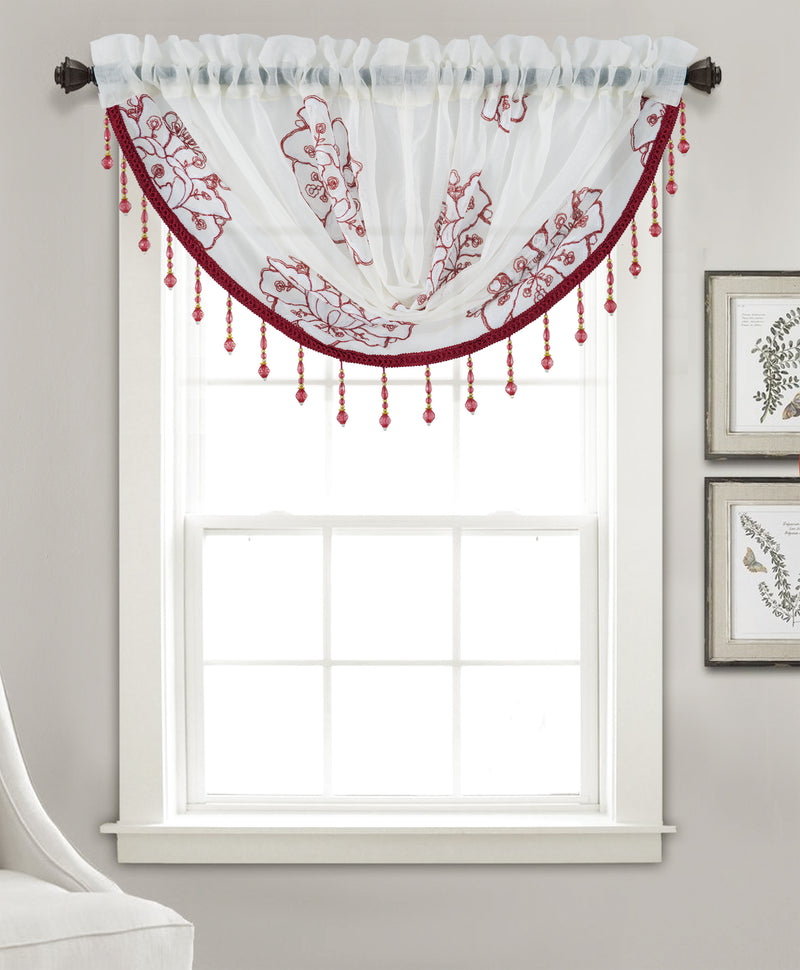 Bergen Floral Embroidered Swag Valance - 47" x 37"