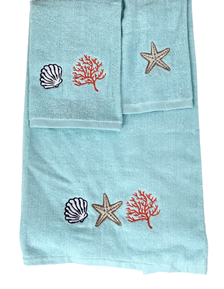 3 Piece Embroidery Towel Set - Bath, Hand & Wash