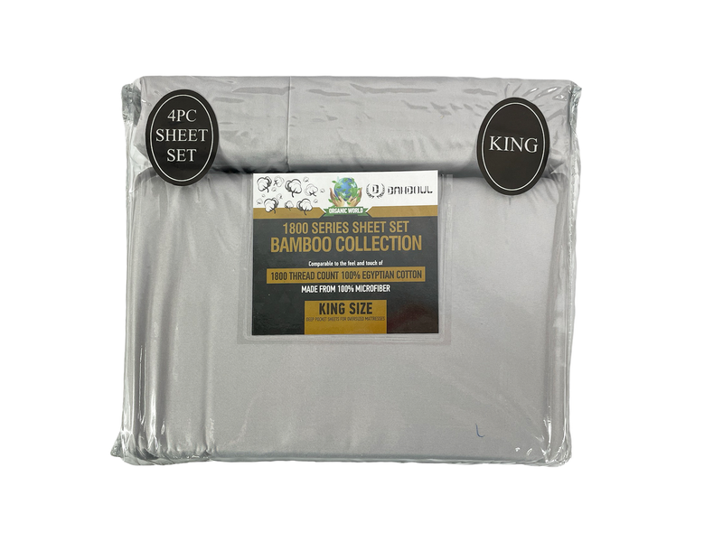 4 pc Luxury Bamboo Collection Sheet Set KING SOLID COLOR
