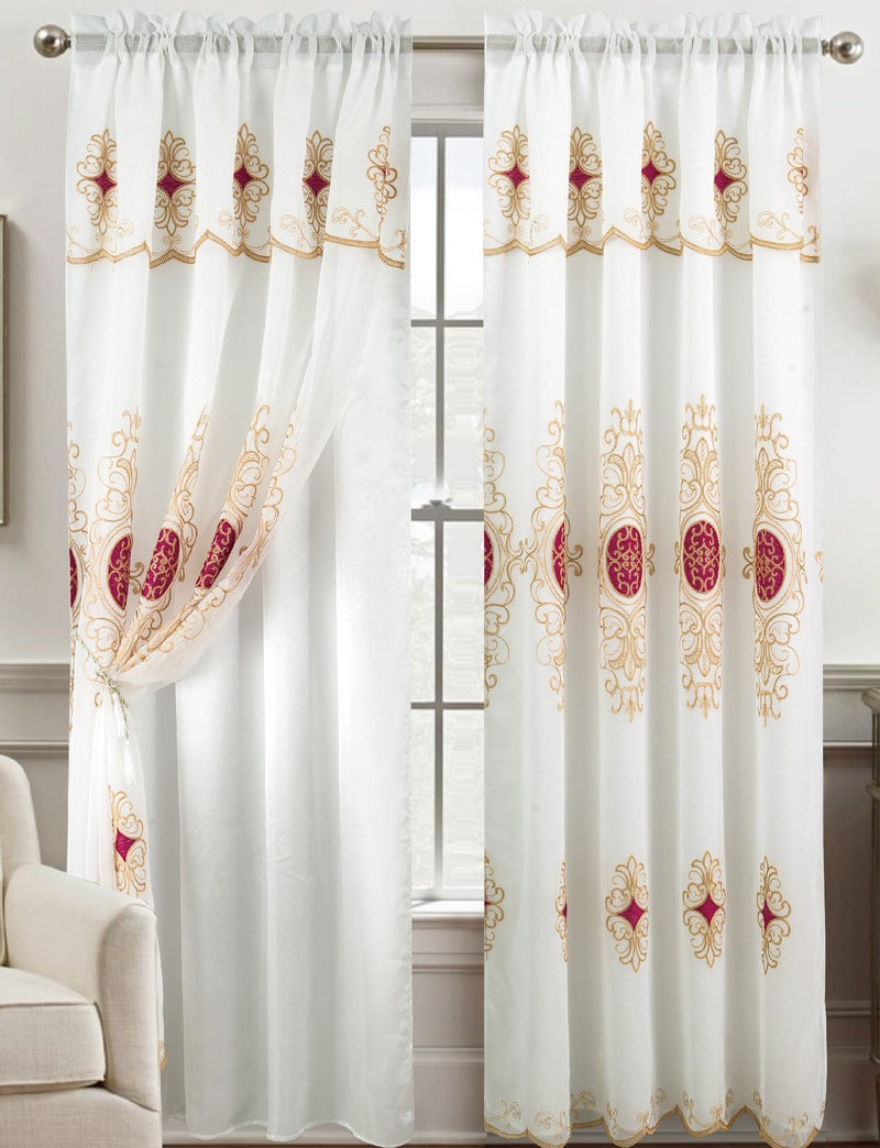 Romela Embroidery Panel with Attached Valance & Backing - 54" x 90" + 18"